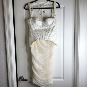 Talya Ivory Corset Midi Dress